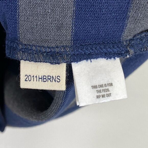 Taylor Stitch The Heavy Bag Rugby in Navy Stripe Collared Henley Shirt Size S/38 - Picture 4 of 7